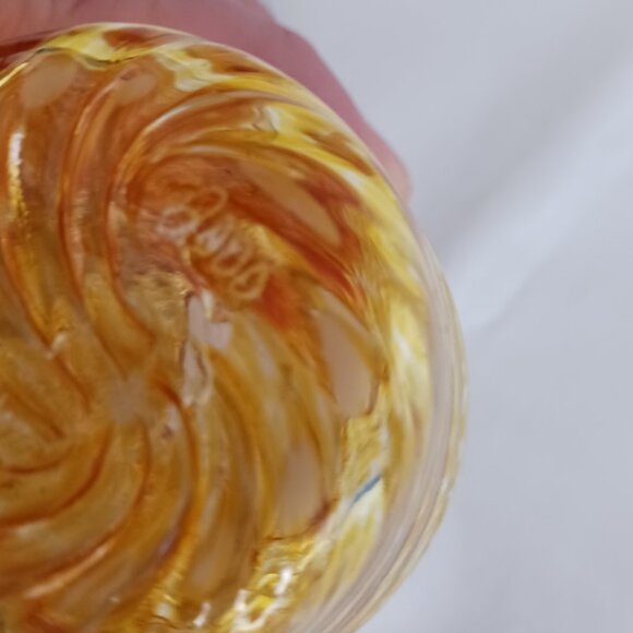 Vintage Studio Art Glass Signed Andreani Dated 2000 Spatter Swirl Mini Vase 3.5" - Picture 7 of 8